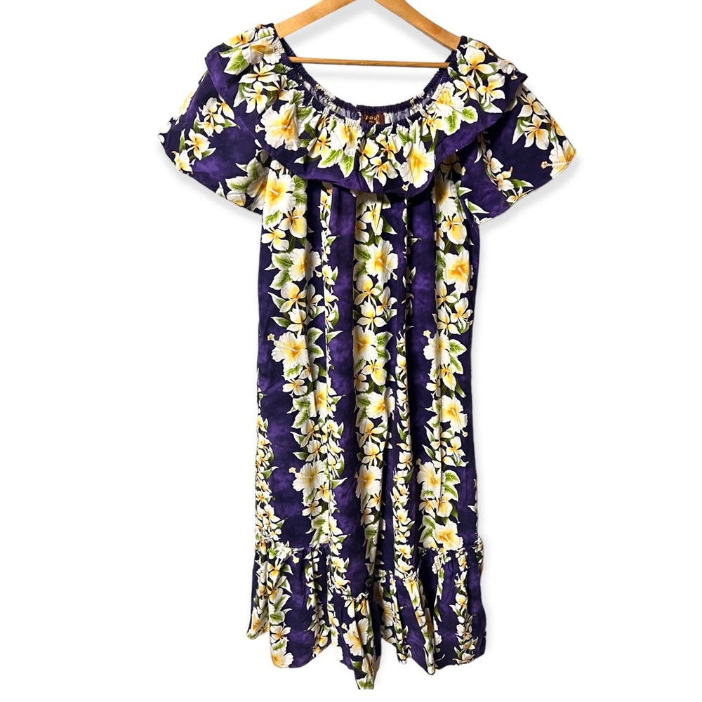 Aloha Mo'i cool comfortable Hawaiian floral MuMu ruffled dress